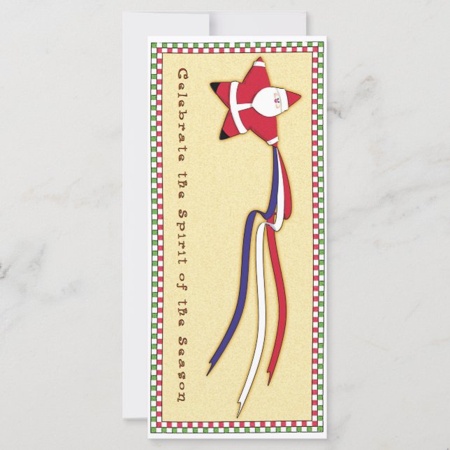Patriotic Ribbon Santa Card (Front)