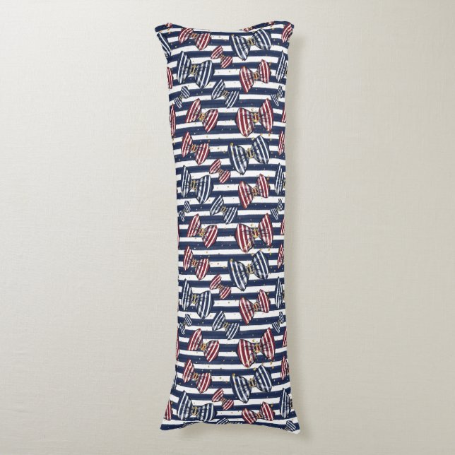 Patriotic Ribbon Stripes Pattern Body Cushion (Front Vertical)