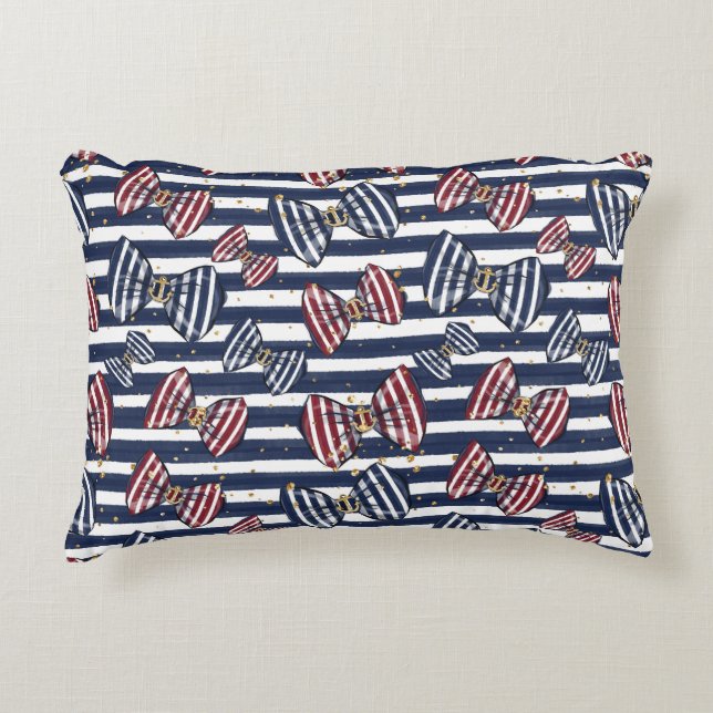 Patriotic Ribbon Stripes Pattern Decorative Cushion (Front)