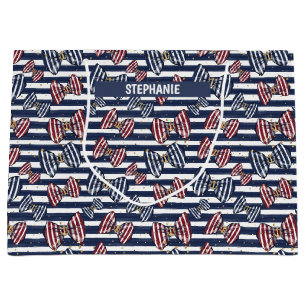 Patriotic Ribbon Stripes Pattern Large Gift Bag