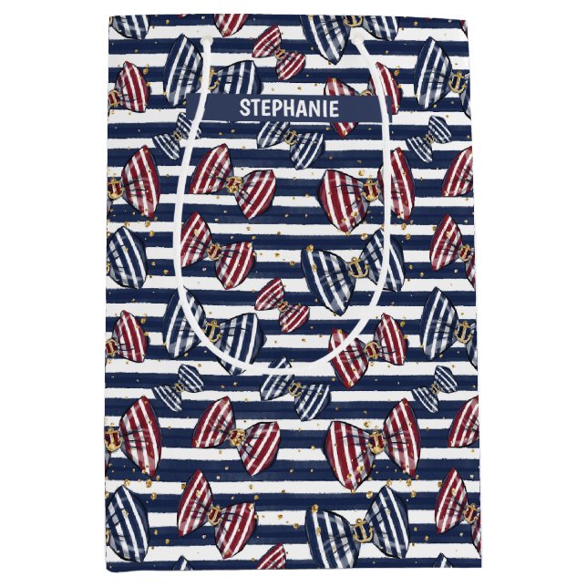 Patriotic Ribbon Stripes Pattern Medium Gift Bag (Front)