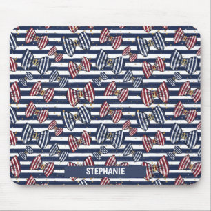 Patriotic Ribbon Stripes Pattern Mouse Pad