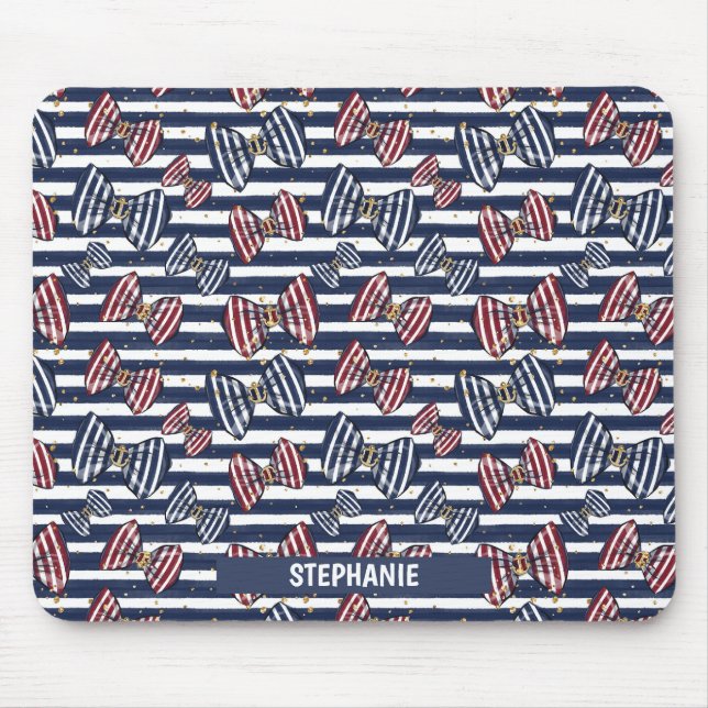 Patriotic Ribbon Stripes Pattern Mouse Pad (Front)