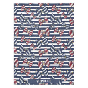 Patriotic Ribbon Stripes Pattern Tablecloth
