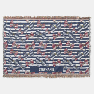 Patriotic Ribbon Stripes Pattern Throw Blanket