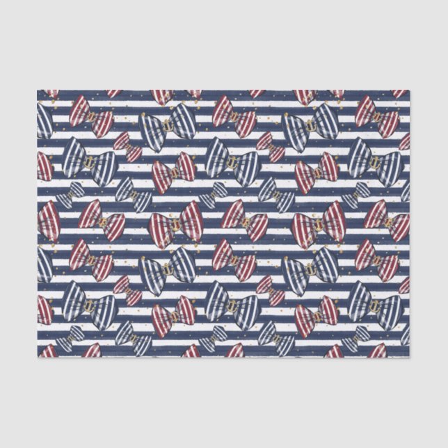 Patriotic Ribbon Stripes Pattern Tissue Paper (Front)