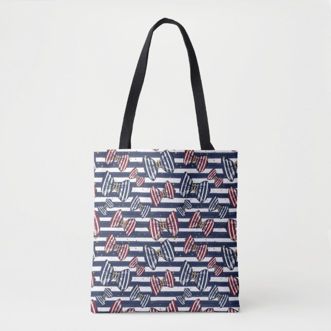 Patriotic Ribbon Stripes Pattern Tote Bag (Front)