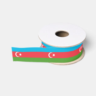 Patriotic Ribbon with Flag of Azerbaijan Grosgrain Ribbon