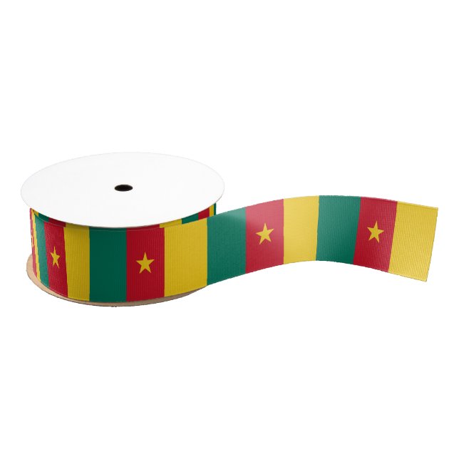 Patriotic Ribbon with Flag of Cameroon Grosgrain Ribbon (Spool)