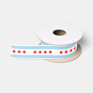 Patriotic Ribbon with Flag of Chicago, U.S.A. Satin Ribbon