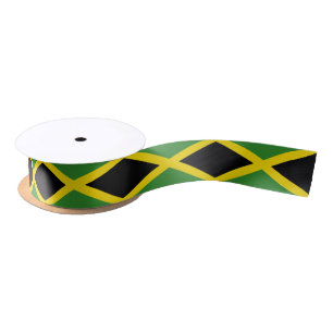 Patriotic Ribbon with Flag of Jamaica Satin Ribbon