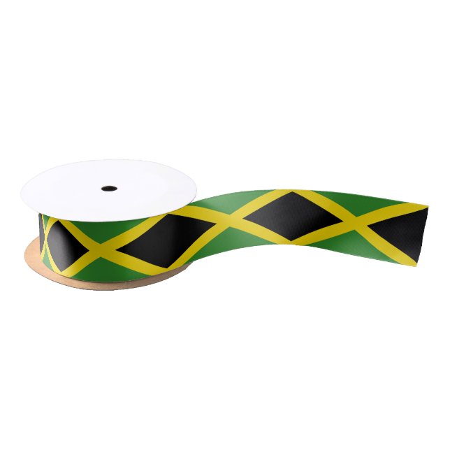 Patriotic Ribbon with Flag of Jamaica Satin Ribbon (Spool)