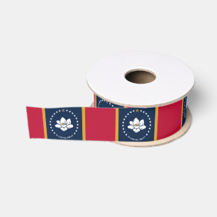 Patriotic Ribbon with Flag of Mississippi, USA Grosgrain Ribbon