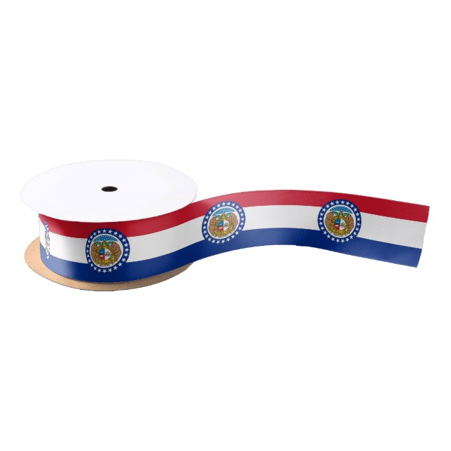 Patriotic Ribbon with Flag of Missouri, USA Satin Ribbon (Spool)