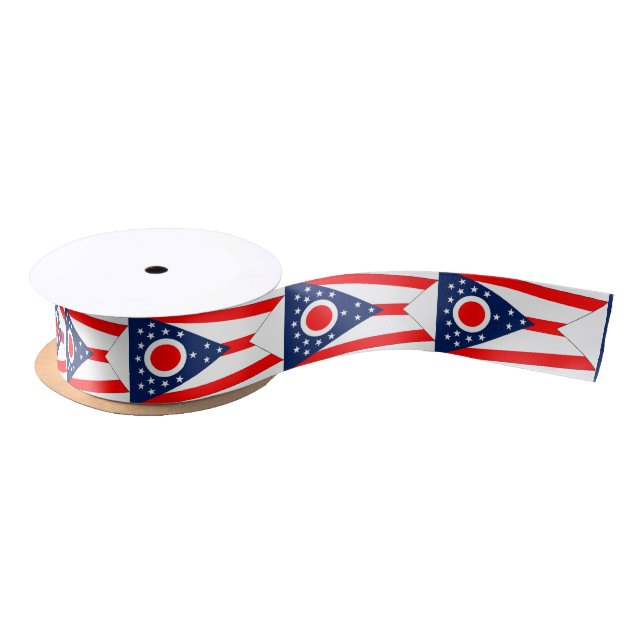 Patriotic Ribbon with Flag of Ohio State, USA Satin Ribbon (Spool)