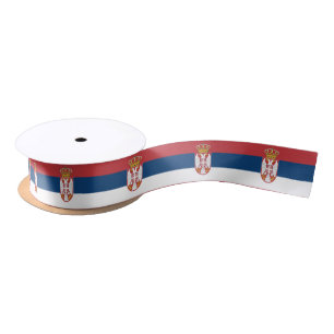 Patriotic Ribbon with Flag of Serbia Satin Ribbon