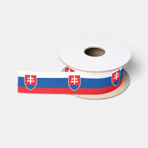 Patriotic Ribbon with Flag of Slovakia Satin Ribbon