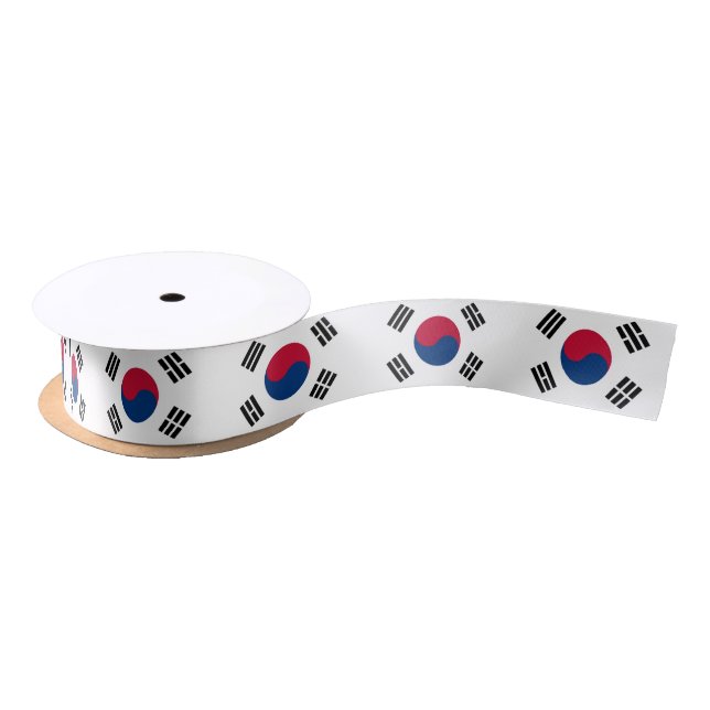 Patriotic Ribbon with Flag of South Korea Satin Ribbon (Spool)
