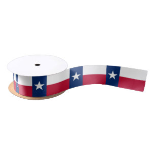 Patriotic Ribbon with Flag of Texas Satin Ribbon