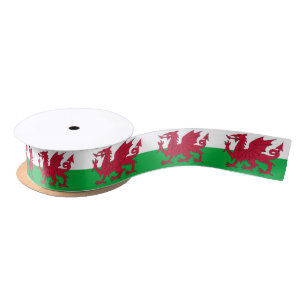 Patriotic Ribbon with Flag of Wales Satin Ribbon