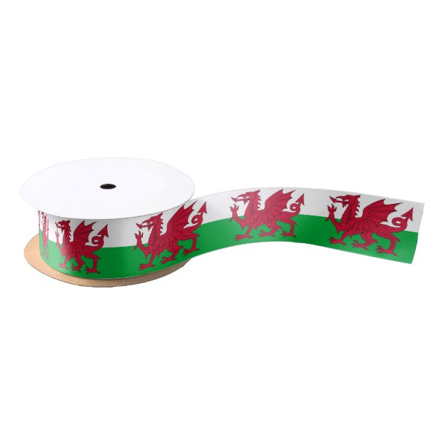 Patriotic Ribbon with Flag of Wales Satin Ribbon (Spool)