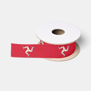 Patriotic Ribbon with Isle of Man Flag, UK Satin Ribbon