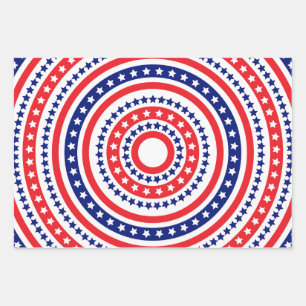 Patriotic Ring Pattern Wrapping Paper Sheet