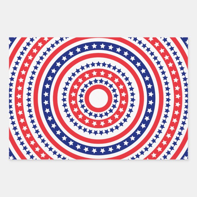 Patriotic Ring Pattern Wrapping Paper Sheet (Front)