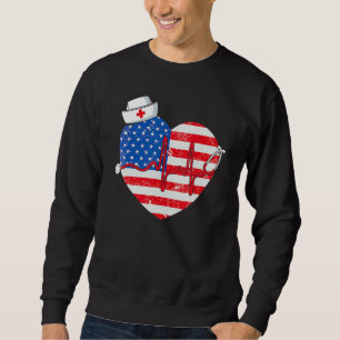 Patriotic Rn Lpn Cna American Flag 4th Of July Nur Sweatshirt