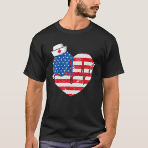 Patriotic Rn Lpn Cna American Flag 4th Of July Nur T-Shirt