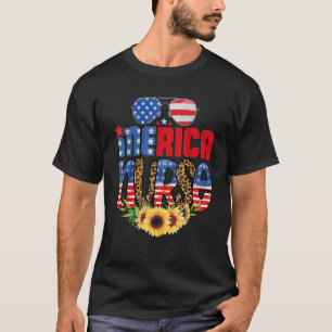 Patriotic Rn Lpn Cna American Flag July 4th Nurse T-Shirt