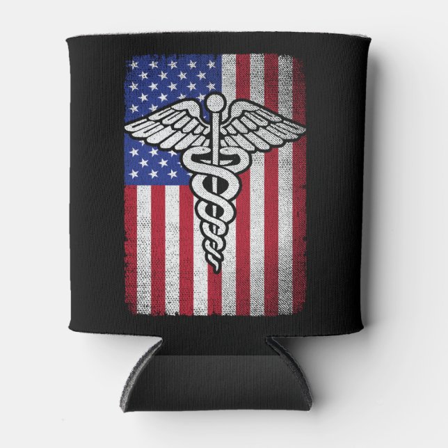 Patriotic RN Registered Nurse USA American Flag  Can Cooler (Front)