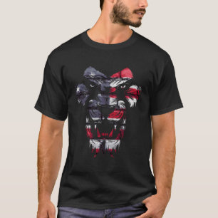 Patriotic Roaring Lion Face Usa American Flag 4Th T-Shirt