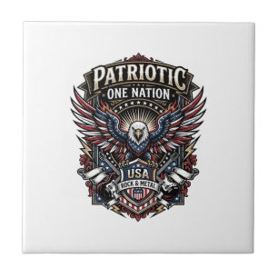 Patriotic Rock Eagle Crest Music Rock Metal Patrio Ceramic Tile
