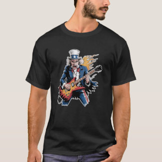 Patriotic Rock Guitar Uncle Sam 4th of July T-Shirt