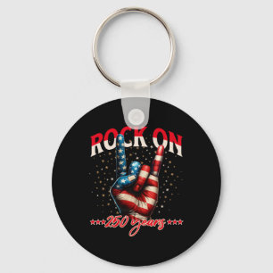 Patriotic Rock On Devil Horns 250 Years 250th Birt Key Ring