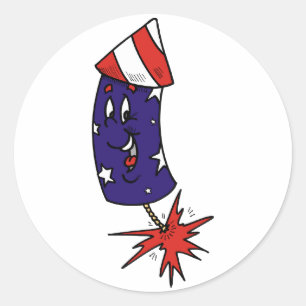 Patriotic Rocket Classic Round Sticker