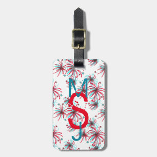 Patriotic Rocket Pop July 4th Fireworks Monogram Luggage Tag