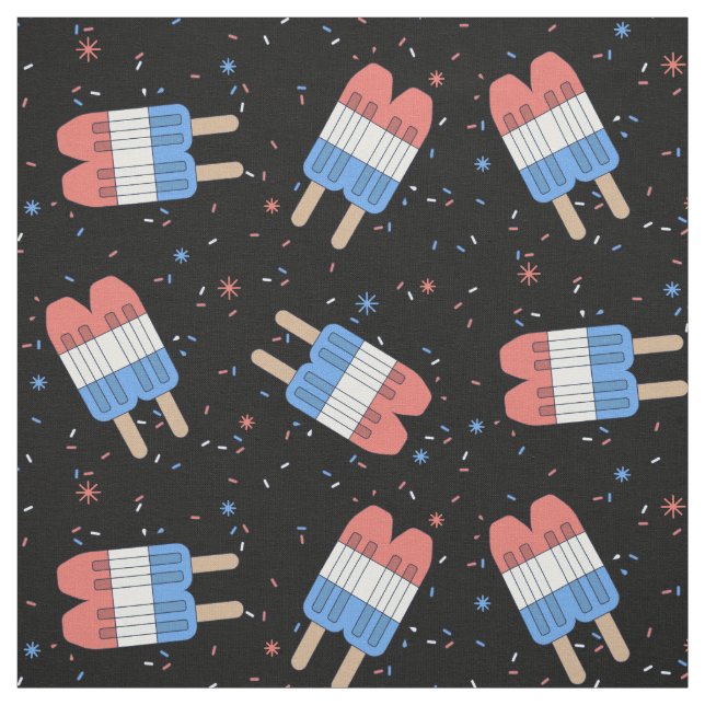 patriotic rocket pops & sprinkles red white blue fabric (Swatch)
