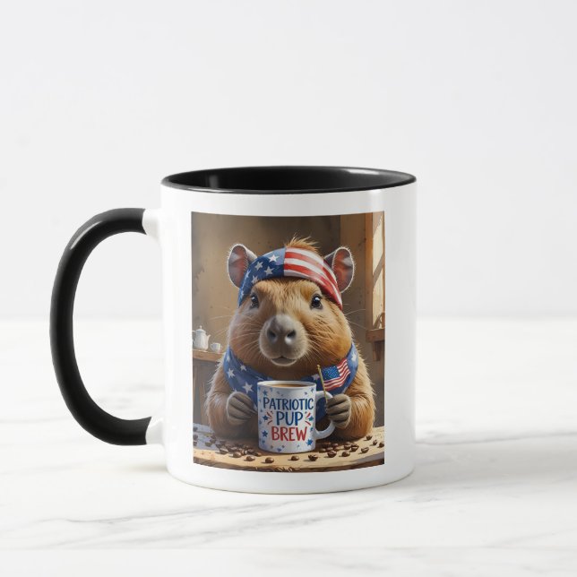 Patriotic Rodent Mug - Funny 'Merica Brew Capybara (Left)