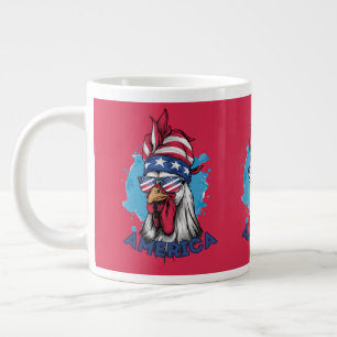 Patriotic Rooster America Funny Country Aesthetic Large Coffee Mug