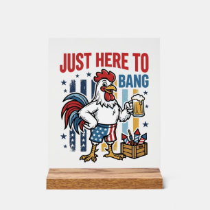 Patriotic Rooster Fireworks Vintage Shirt Design_1 Acrylic Sign