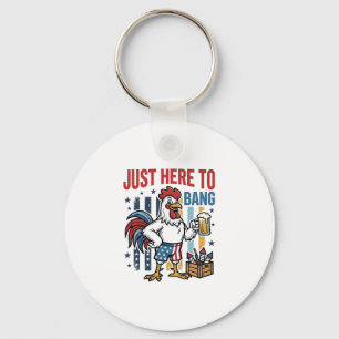 Patriotic Rooster Fireworks Vintage Shirt Design_1 Key Ring