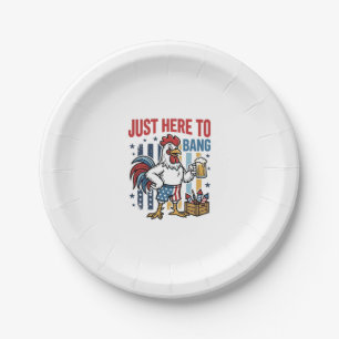 Patriotic Rooster Fireworks Vintage Shirt Design_1 Paper Plate