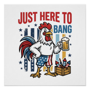 Patriotic Rooster Fireworks Vintage Shirt Design_1 Poster
