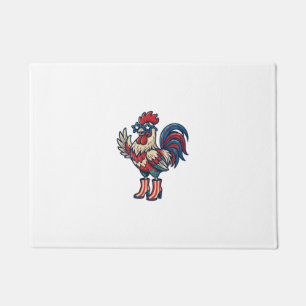Patriotic Rooster in Heels Vintage Engraving Shirt Doormat