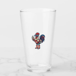 Patriotic Rooster in Heels Vintage Engraving Shirt Glass