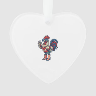 Patriotic Rooster in Heels Vintage Engraving Shirt Ornament