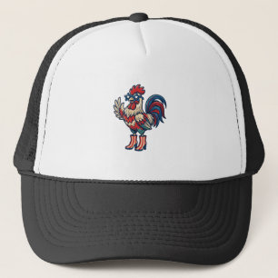 Patriotic Rooster in Heels Vintage Engraving Shirt Trucker Hat