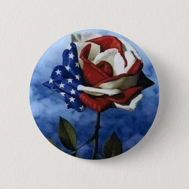 Patriotic Rose 6 Cm Round Badge (Front)